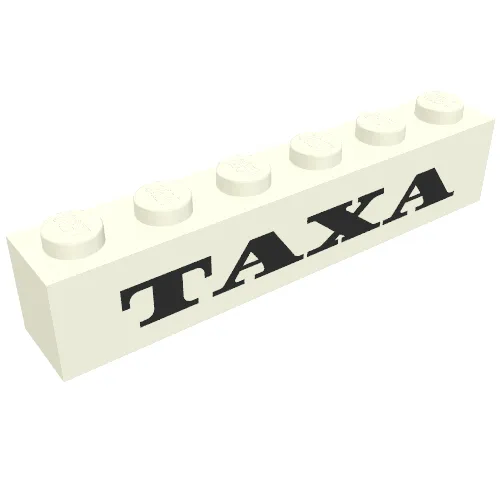 Brick 1 x 6 with 'TAXA' print