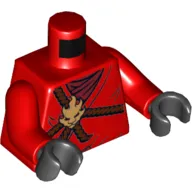 Torso Robe with Brown Rope, Gold Medallion and Dark Red Undershirt Print, Red Arms, Black Hands