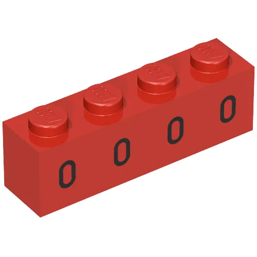 Brick 1 x 4 with 4 Black Oval Windows Print