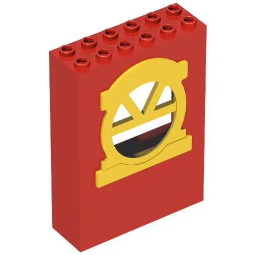 Fabuland, Building Wall 2 x 6 x 7 with Round Top Yellow Window