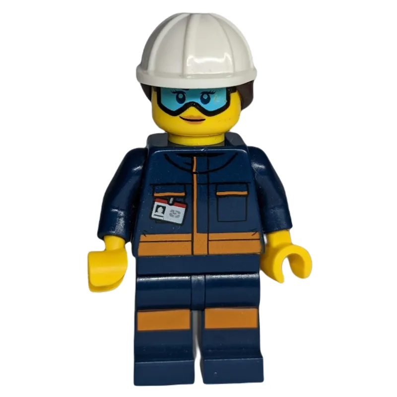Technician - Dark Blue Torso, Dark Blue Legs, White Helmet, Reddish Brown Hair