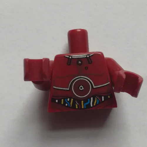 Torso Metal Panels and White, Blue, and Gold Wires Print (TC-4), Dark Red Arms and Hands