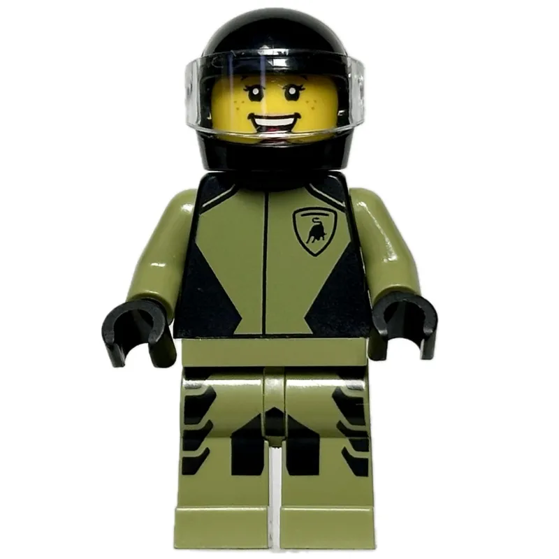 Race Driver - Olive Green Suit, Lamborghini, Black Helmet