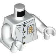 Torso Robe with Gold Buttons and Pocket with Gold Emblem Print, White Arms and Hands