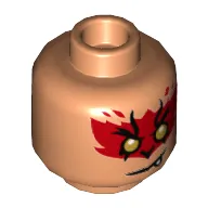 Minifig Head Evil Macaque, Red Around Gold Eyes, Smirk Showing 1 Fang / Angry Showing Teeth Print