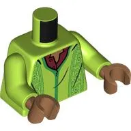 Torso, Poncho, Green Motive, Trim, Dark Red Shirt, Chest print, Lime Arms, Medium Nougat Hands