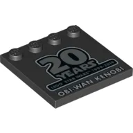 Plates Special 4 x 4 with Studs on One Edge and '20 Years LEGO Star Wars 1999-2019 Obi Wan Kenobi' Print