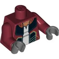 Torso Jacket with Black Panels and White Undershirt Print (Hondo Ohnaka), Dark Red Arms, Dark Bluish Gray Hands