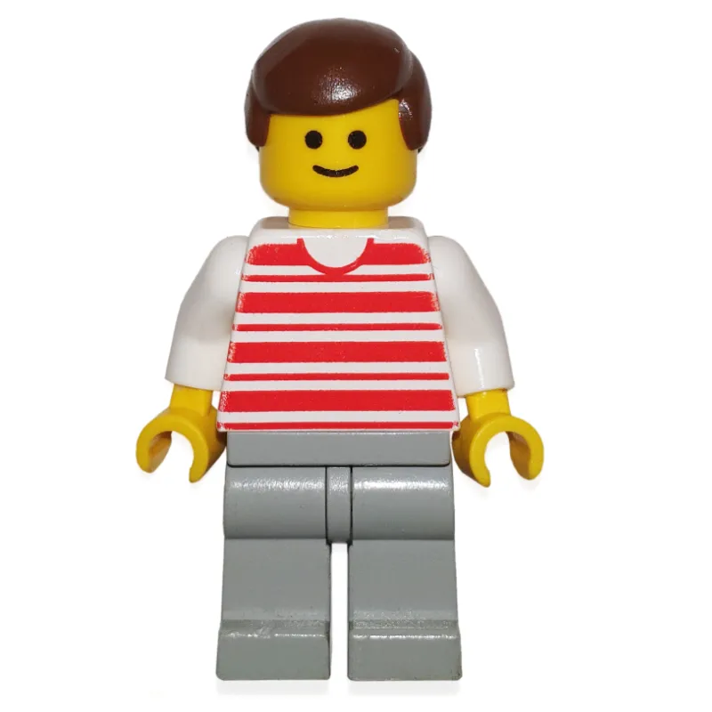 Man - Red/White Striped Shirt, White Arms, Light gray Legs