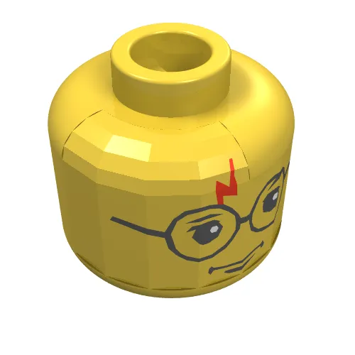 Minifig Head Harry Potter, Glasses, Red Lightning Scar Print