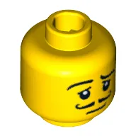 Minifig Head Waiter, Moustache Curly, Eyelashes, Pupils, Raised Eyebrow Print [Blocked Open Stud]