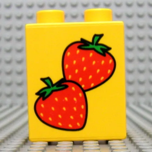Duplo Brick 1 x 2 x 2 with Strawberries Print