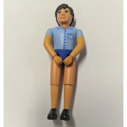 Belville Figure Fixed Elbows, Male, Black Hair, Light Blue Shirt, Blue Short Pants