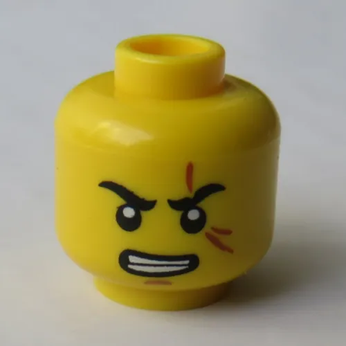 Minifig Head Kai, Eyebrows, Scar over Eye, Clenched Teeth Print [Hollow Stud]