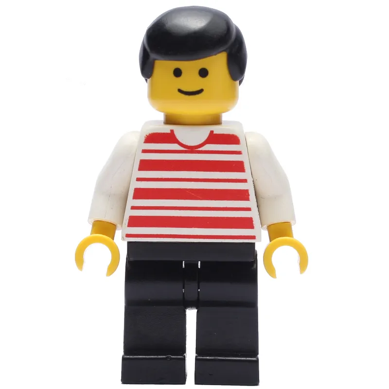 Man, Red and White Striped Shirt, Black Legs, Black Hair