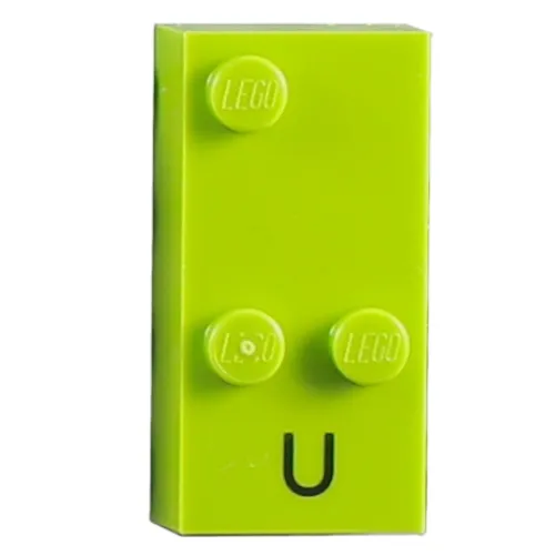 Braille Brick 2 x 4 with 3 Studs ⠥ and 'U' Print