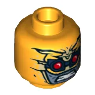 Minifig Head Parademon, Red Eyes, Goggles, Sand Blue Face Print [Hollow Stud]