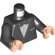 Torso Jacket, Tuxedo, White Shirt, Black Bow Tie print, Black Arms, Light Nougat Hands