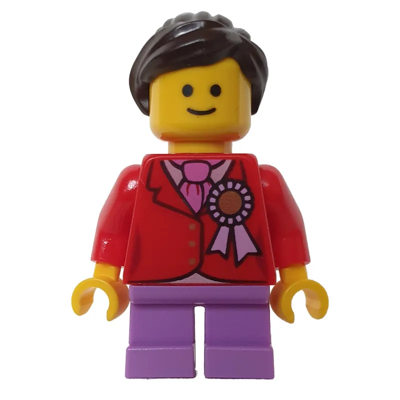 Kid, Red Torso, Medium Lavender Legs, Dark Brown Hair