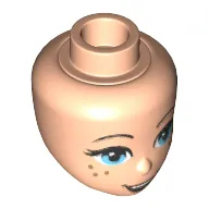 Minidoll Head, Medium Azure Eyes, Freckles, Dark Tan Lips and Open Smile Print