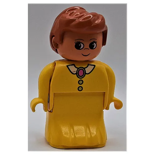 Duplo Figure, Early, Dress Yellow, White Collar and Buttons Print