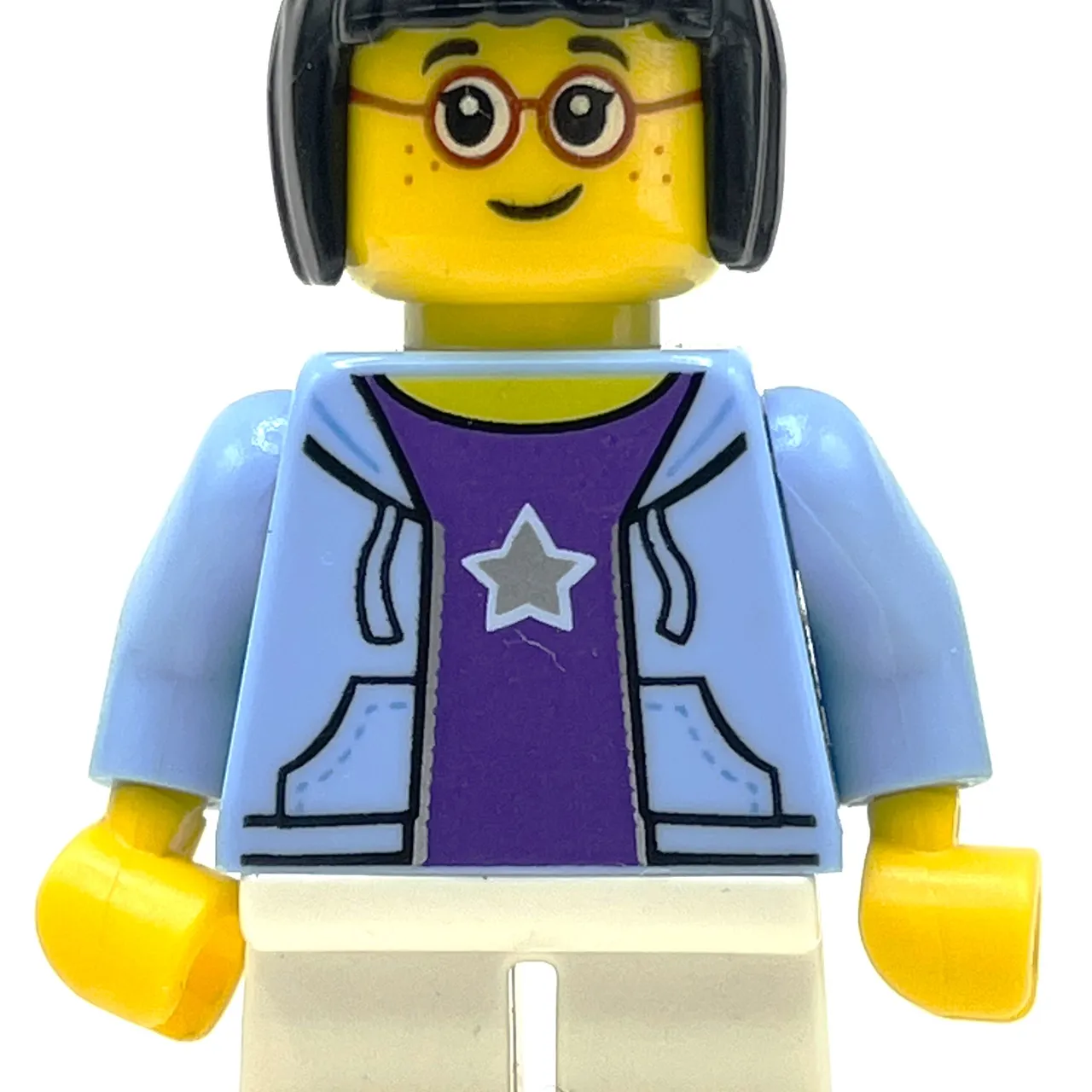 Kid, Bright Light Blue Torso, White Legs, Black Hair