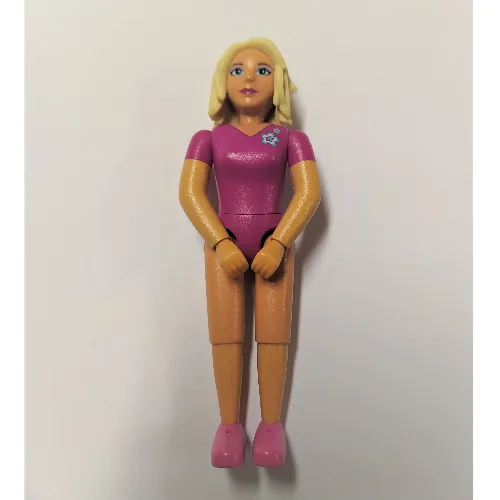 Belville Figure Fixed Elbows, Female, Light Yellow Hair, Dark Pink Top, Flowers Print