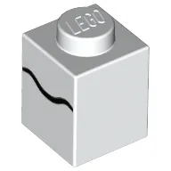 Brick 1 x 1 with Black Scribble Line print