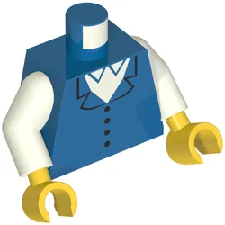 Torso Vest with 4 Buttons, White Shirt Collar Print, White Arms, Yellow Hands