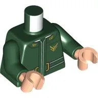 Torso, Jacket, White Belt, Gold Buckle, Atreides Bird Insignia print, Dark Green Arms, Light Nougat Hands