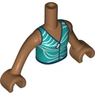 Minidoll Torso Girl with Dark Turquoises/White Top, Dark Blue Trim, Medium Nougat Arms and Hands