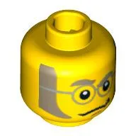 Minifig Head, Glasses with Silver Round Frames, Light Bluish Gray Sideburns Print