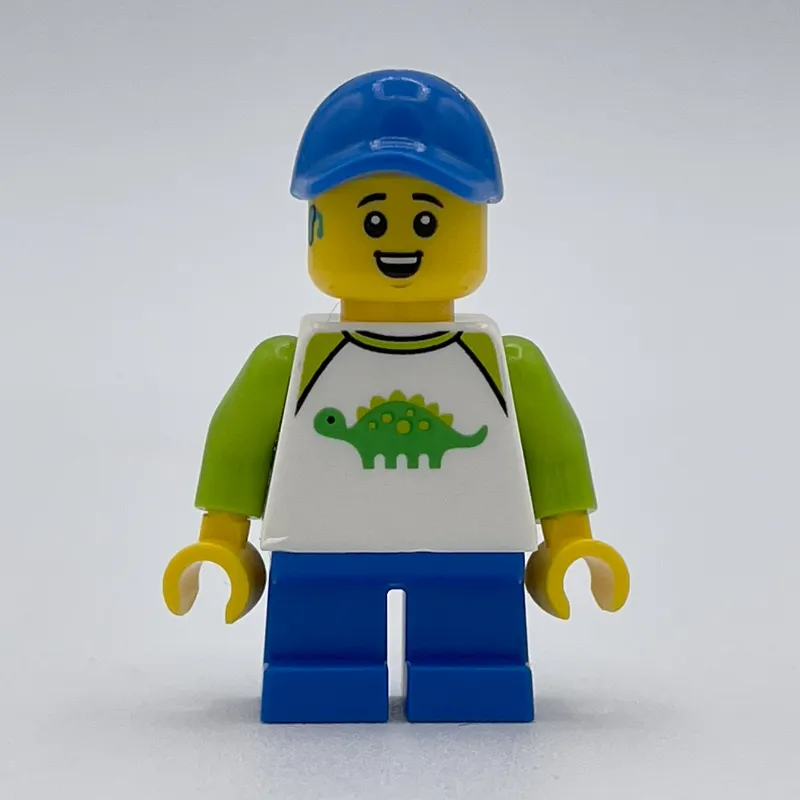 Boy, Dinosaur Shirt, Short Blue Legs, Blue Cap