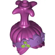 Hair Tall Ponytail with Four Points, One Stud on Top, and Pin Hole in Front, with Medium Lavender Tiara Pattern with Lime Flowers Print