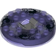 Turntable 6 x 6 Round Trans-Purple Base with Trans-Purple Top and Black and White Print (Ninjago Spinner)
