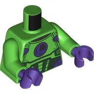 Torso, Kryptonite Armor Suit, Dark Purple 'L' print, Bright Green Arms, Dark Purple Hands