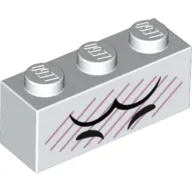 Brick 1 x 3 with Black Eyes, Eyebrows, Bright Pink Lines print