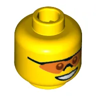 Minifig Head, Orange Sunglasses with Nose Piece, Smile and Chin Dimple Print [Blocked Open Stud]