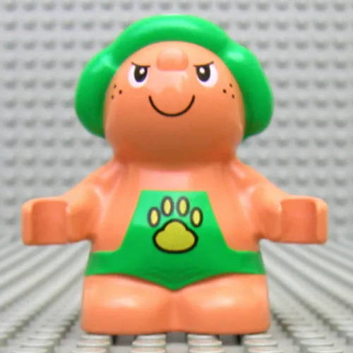 Duplo Figure Little Forest Friend, Male Green Overalls with Yellow Paw Print (Trouble Toadstool)