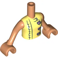 Minidoll Torso Girl with Chefs Suit, Ruffles, Heart Shaped Buttons, Nougat Arms with Hands