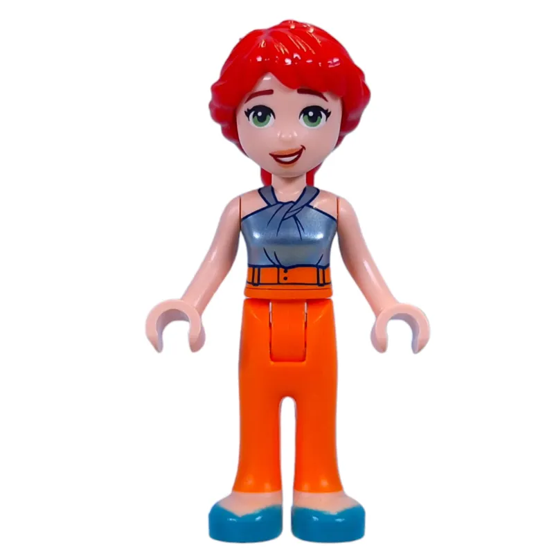 Mia - Adult, Metal Blue Top, Orange Pants