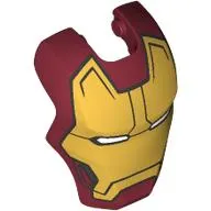 Headwear Accessory Visor Top Hinge with Gold Ironman Mask, White Eyes print