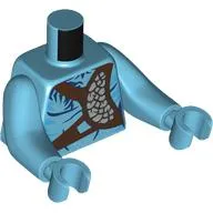Torso with Long Arms, Na'vi, Dark Brown Straps print, Medium Azure Arms and Hands