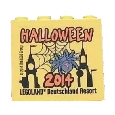 Brick 2 x 4 x 3 with 'LEGOLAND Deutschland HALLOWEEN 2014' Print