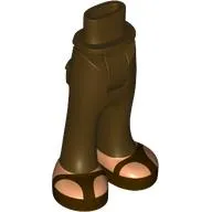 Minidoll Hips and Trousers with Back Pockets with Nougat Feet, Dark Brown Sandals Print