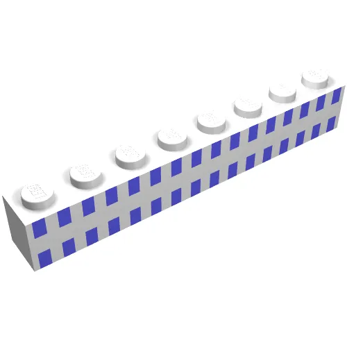 Brick 1 x 8 with Ferry Squares Light Blue 32 in 2 Lines Print