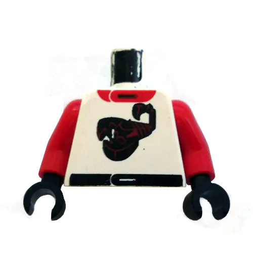 Torso Race Suit with Scorpion Print, Red Arms, Black Hands