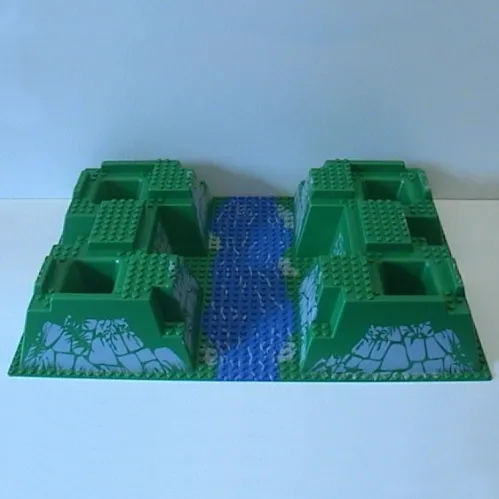 Baseplate Raised 32 x 48 x 6 with 4 Corner Pits and River Print