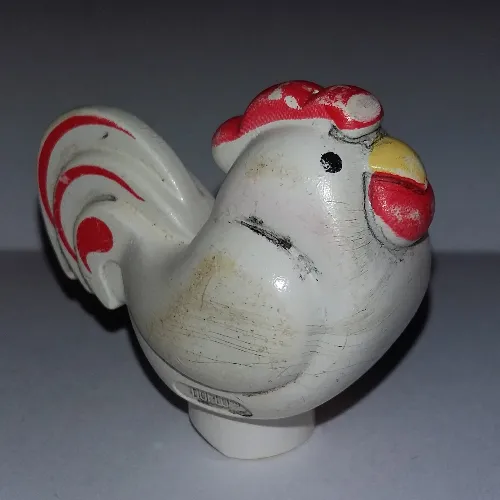 Duplo Animal Chicken / Hen / Rooster with Yellow Beak, and Red Comb and Tail, No Base [Old Style]