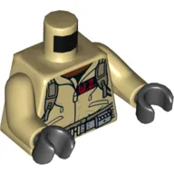 Torso Jumpsuit with 'W.Z.' ID Badge / 'Winston' on Back Print, Tan Arms, Black Hands